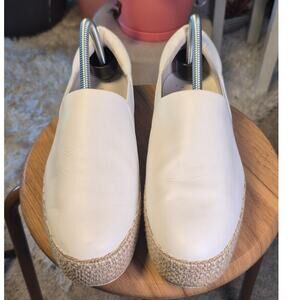Vince Wilden Slip On Espadrille Platform White Leather Sneakers Size 9